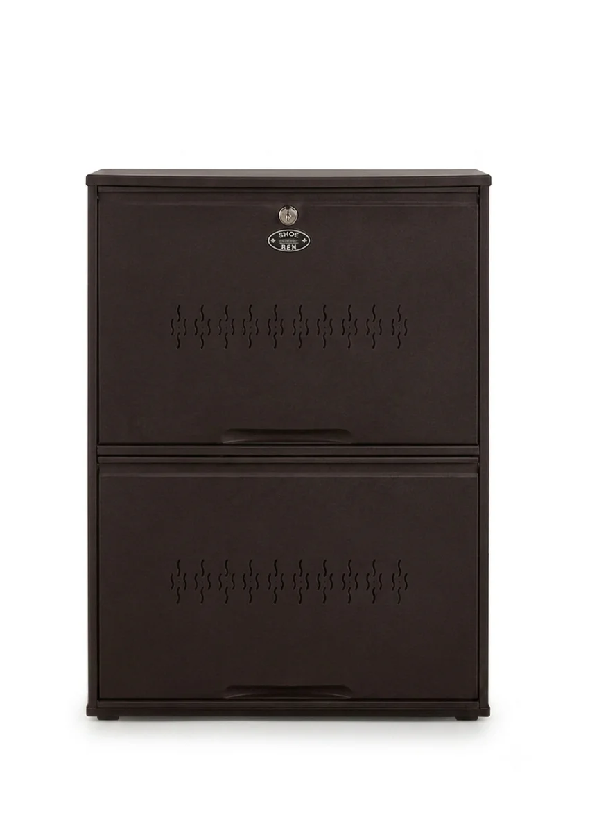 2 DOOR Shoe Rack (6 Pairs) in Coffee Brown view 1