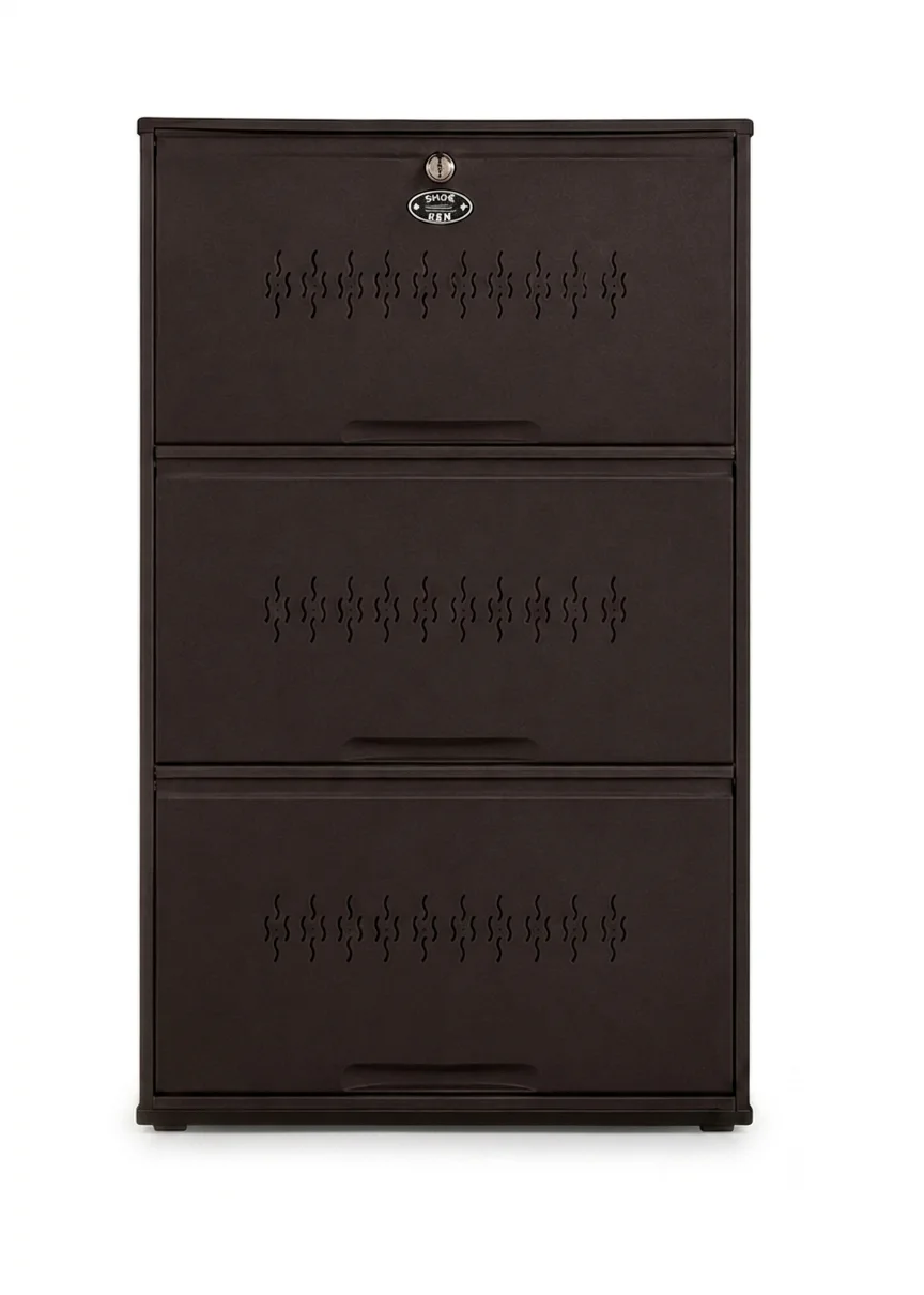 3 DOOR Shoe Rack (9 Pairs) - Coffee Brown view 1