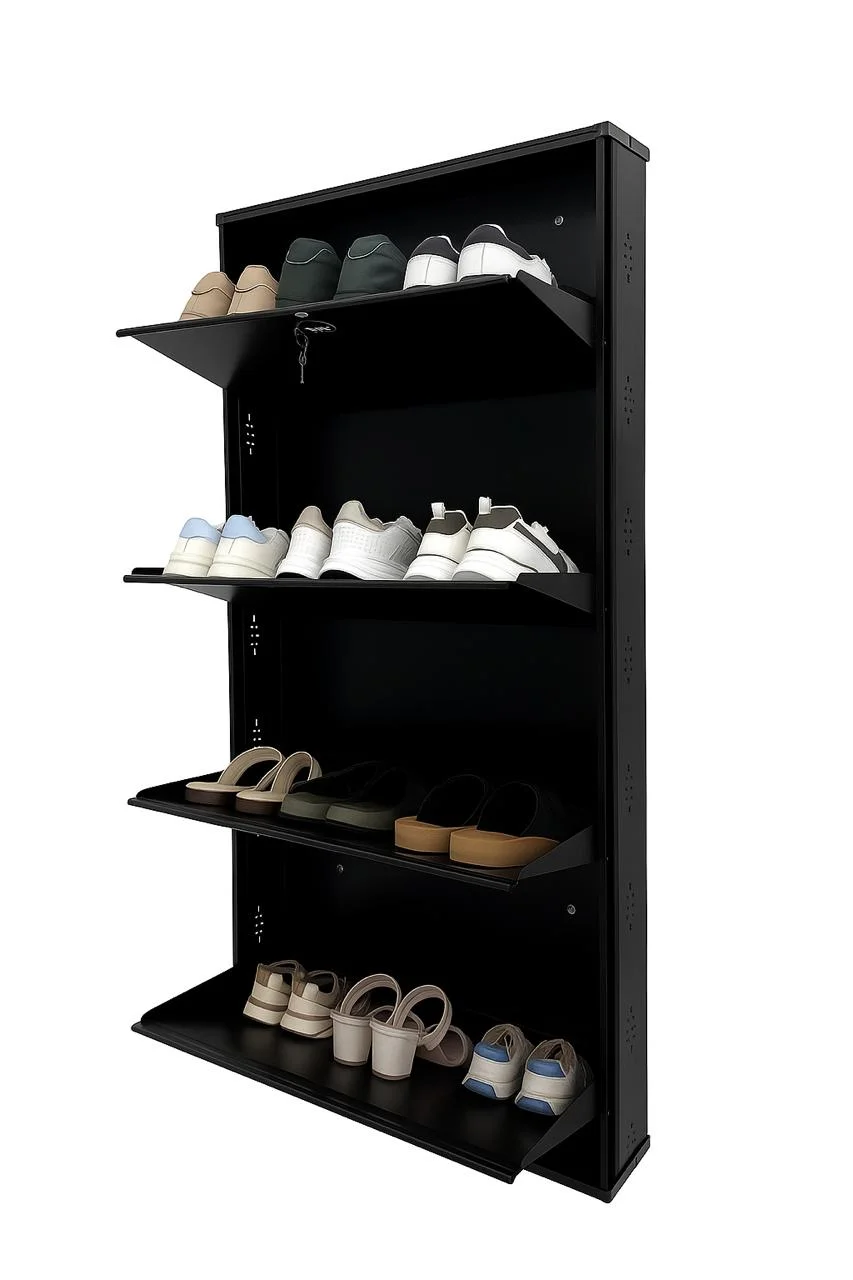 4 DOOR Shoe Rack (12 Pairs) - Coffee Brown view 3