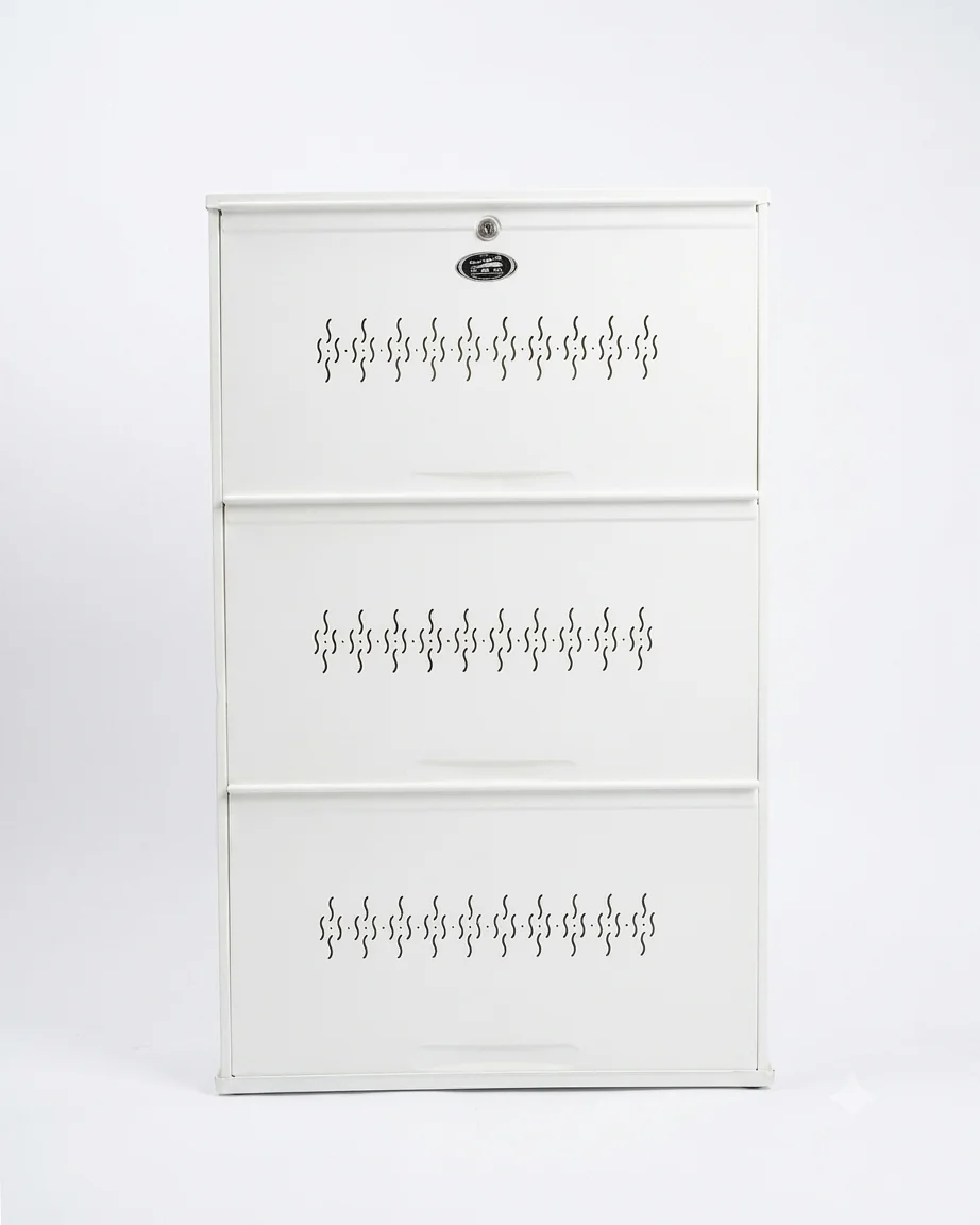 3 DOOR Shoe Rack (9 Pairs) in Ivory White view 1